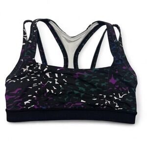 Lululemon Sports Bra Womens 8 Splendour Bra Shadow Wrap Multicolor Black Strappy